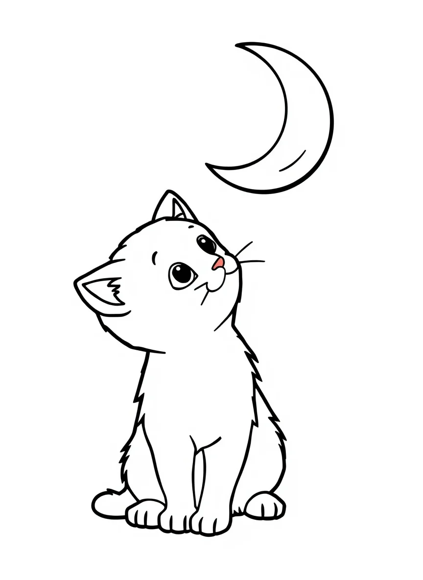 Gatito mirando la luna