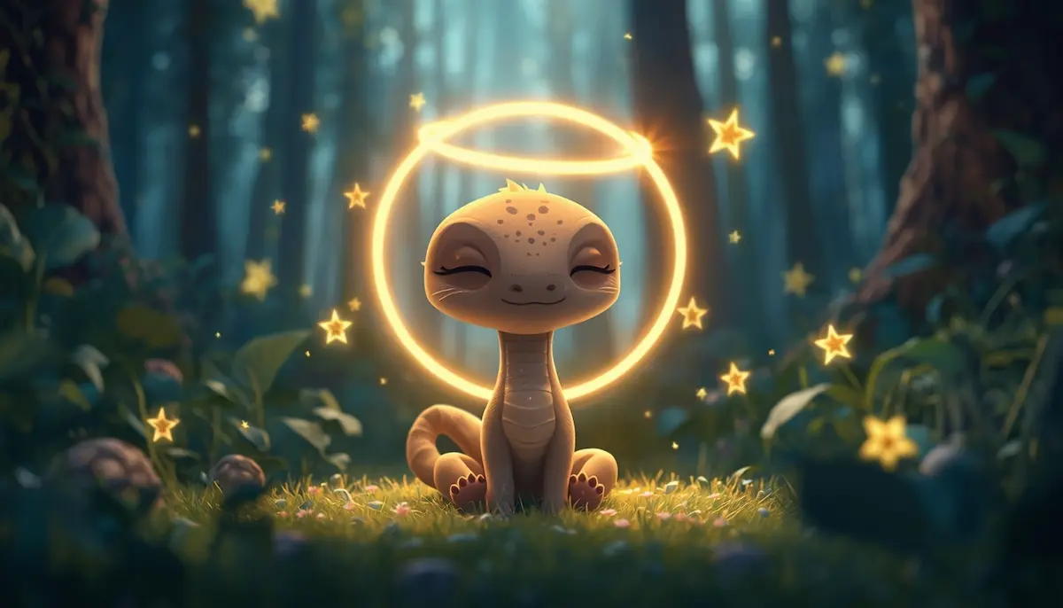 Ilustración de Lumina cansada en el bosque