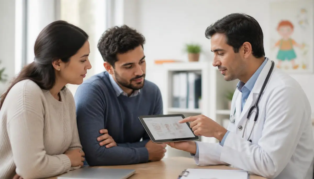 Fotografía de una consulta médica explicando el diagnóstico con cercanía