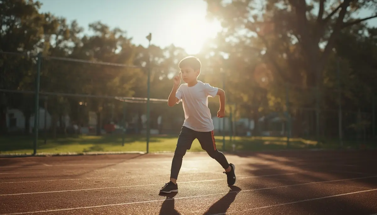 Fotografía de un niño corriendo al aire libre