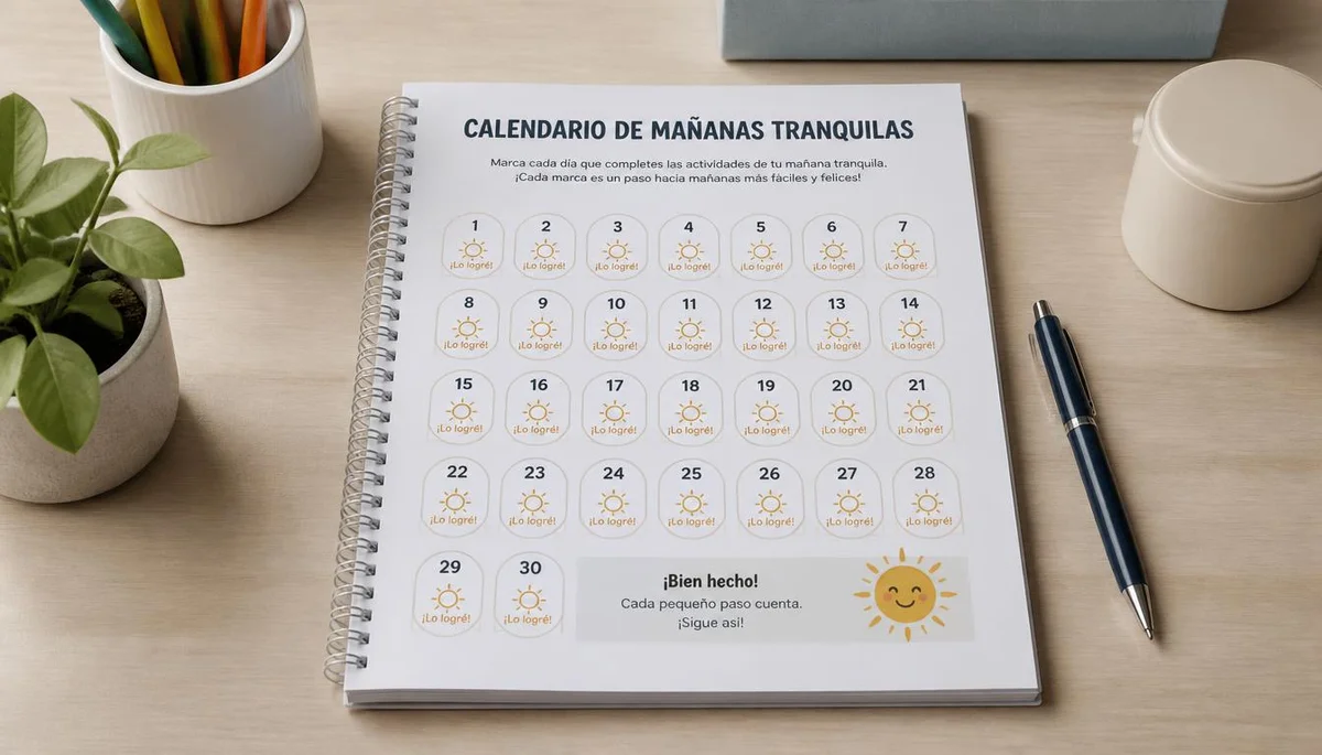 Ilustración del calendario de mañanas tranquilas