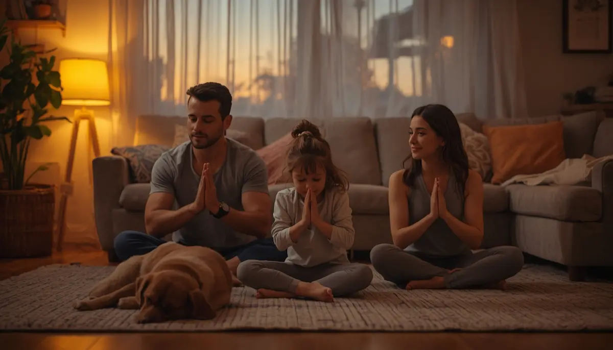 Ilustración de la familia compartiendo hábitos